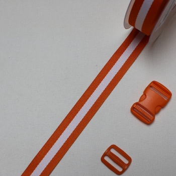 Gurtband orange weiß Streifen 3 cm