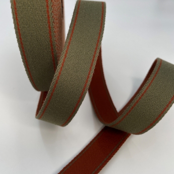 2,5 cm Gurtband "Duo" Khaki/Rost
