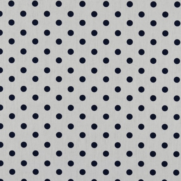 dunkelblau auf weiß goße Punkte auf Baumwolle