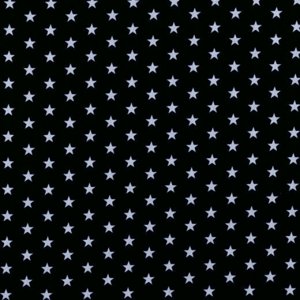 Baumwollstoff  mit kleinen Sternen in weiß auf schwarz