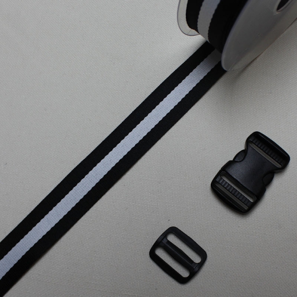 Gurtband schwarz weiß Streifen 3 cm