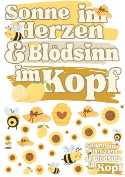 Bügelbild Sonne im Herzen und Blödsinn im Kopf