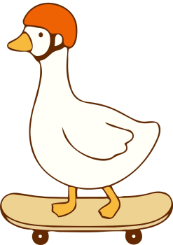 Bügelbild Duck Skateboard