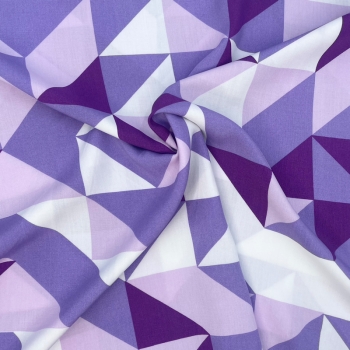 Preview: Viskose Dreiecke lila/weiß