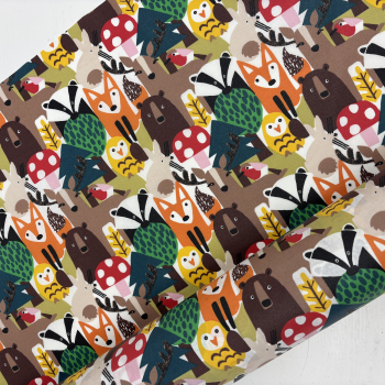 Preview: Beschichtete Baumwolle bunte Waldtiere