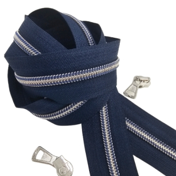 Preview: Reißverschluss Dunkelblau Silber Jeansblau