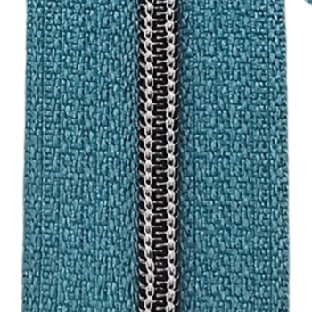 Feiner Reißverschluss Petrol Titan Hellgrau