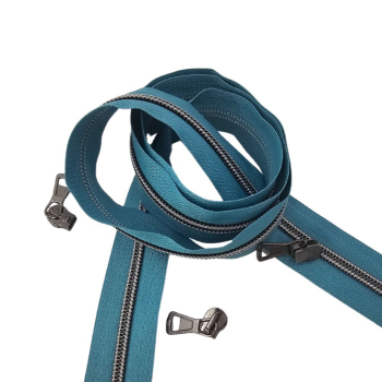 Preview: Reißverschluss Petrol Titan Hellgrau