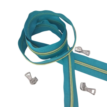 Preview: Reißverschluss Türkis Silber Neongelb