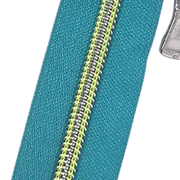 Reißverschluss Türkis Silber Neongelb