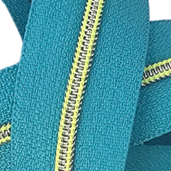 Feiner Reißverschluss Türkis Silber Neongelb