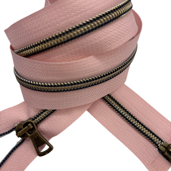 2-Wege-Reißverschluss 85 cm Altrosa Anitikmessing Marine