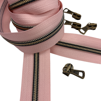 Preview: Reißverschluss Altrosa Anitikmessing Marine