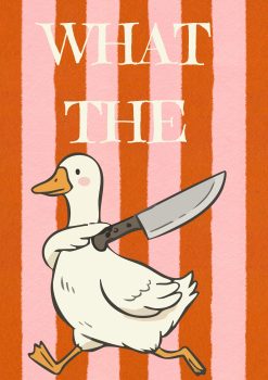 Bügelbild What the Duck Messer Orange