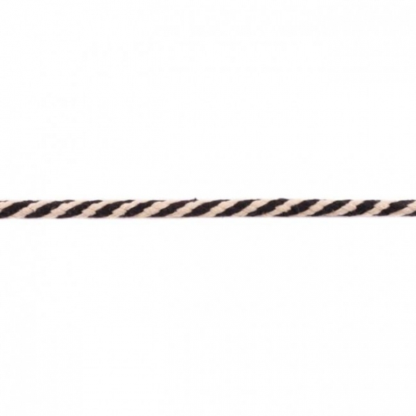 schwarz/natur Kordel 8 mm reine Baumwolle, wie Wurstgarn