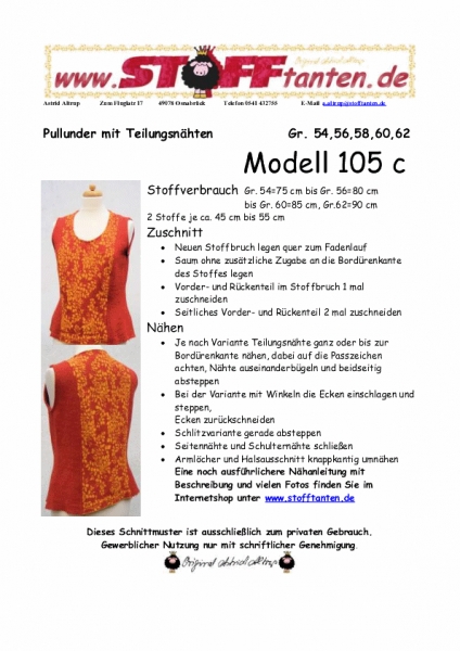 Pullunder mit Teilungsnähten Gr. 54 -62