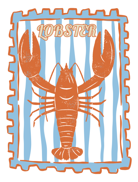 Bügelbild Lobster Blau