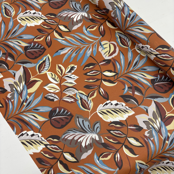 Beschichtete Baumwolle Blumenranke rost