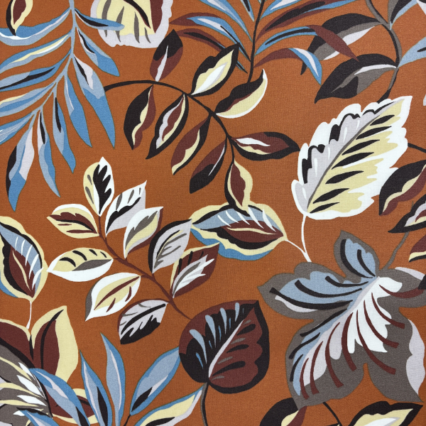 Beschichtete Baumwolle Blumenranke rost