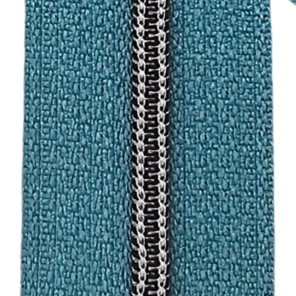 Feiner Reißverschluss Petrol Titan Hellgrau