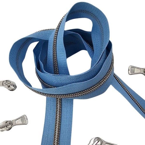 Reißverschluss Himmelblau Silber Düne