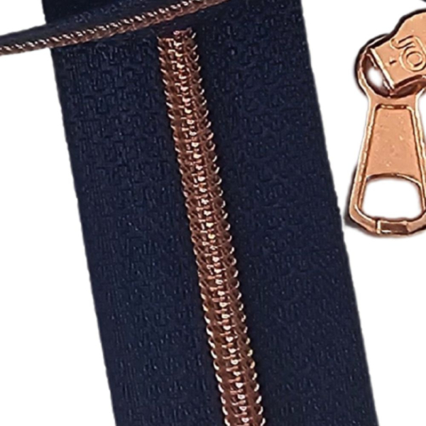 Feiner Reißverschluss Marine Rosegold Mocca