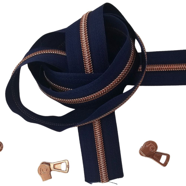 Reißverschluss Marine Rosegold Mocca