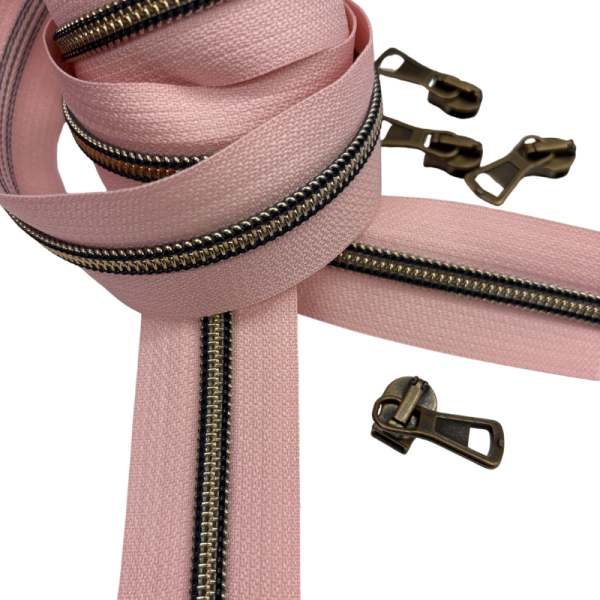 Reißverschluss Altrosa Anitikmessing Marine