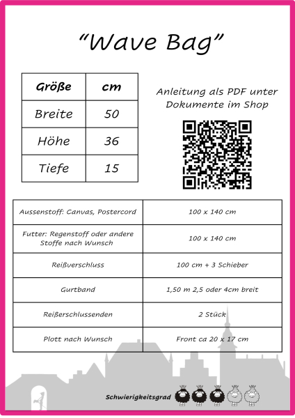 Papierschnittmuster "Wave Bag" Schultertasche