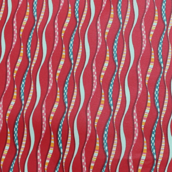 bunte Wellen rot untergrund mit Acryl beschichtete Baumwolle
